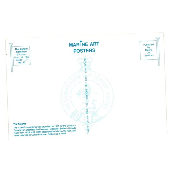 Glasgow To Boston New York Cunard White Star Marine Art Poster 1990 23 of 23 - Picture 2 of 2